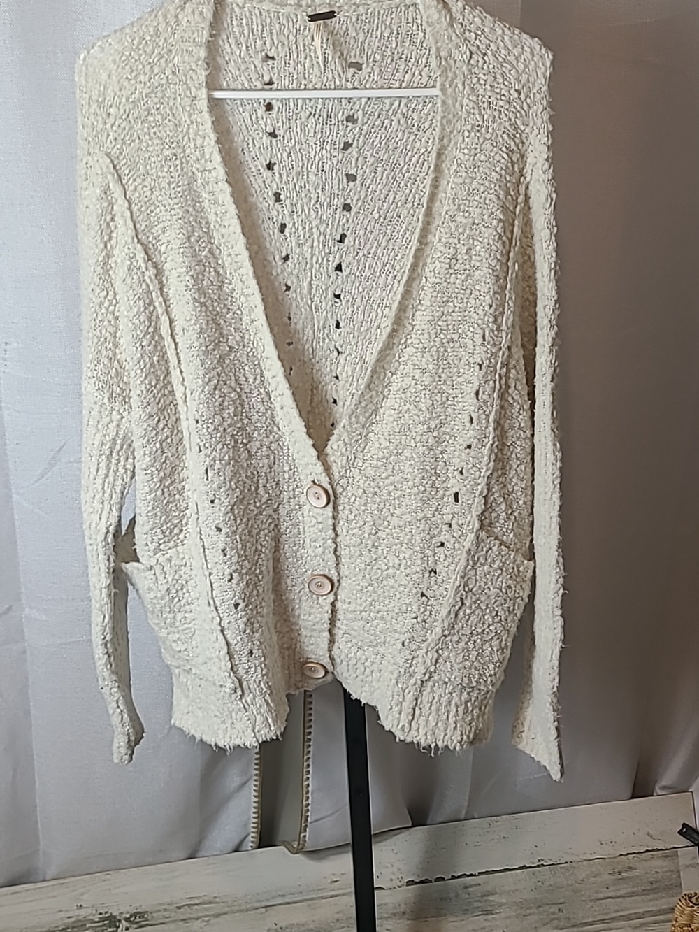 Free People Cream Cardigan Sweater Chunky Oversized Xs